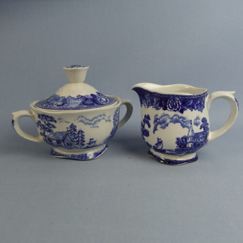 Arabia Maisema sokerikko ja kermakko sininen.