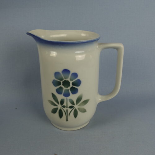 Arabia Maitokannu, sinivihreä puhalluskoriste kukka, ST-malli.