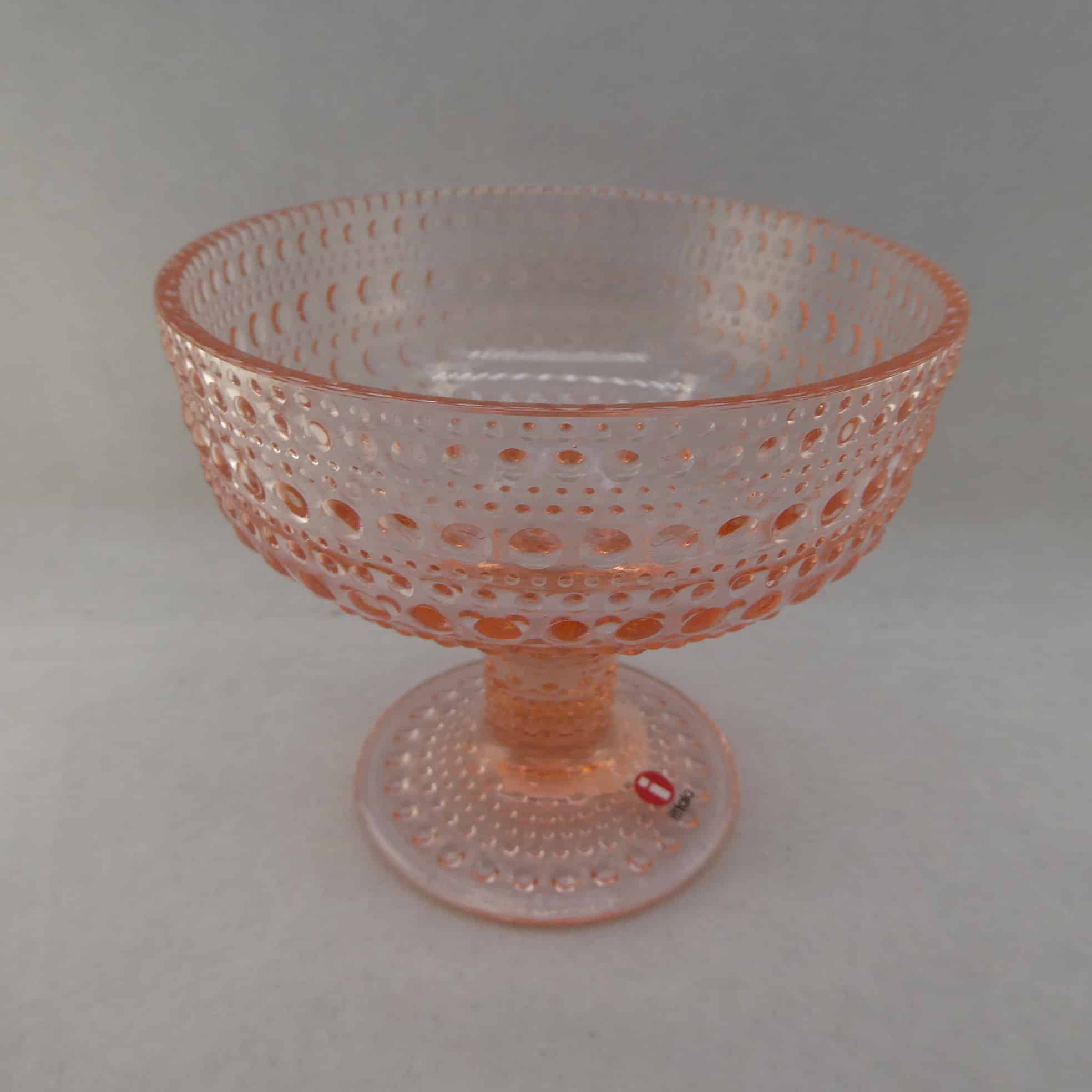 Kastehelmi jalallinen kulho 35 cl, lohenpunainen, Oiva Toikka, Iittala