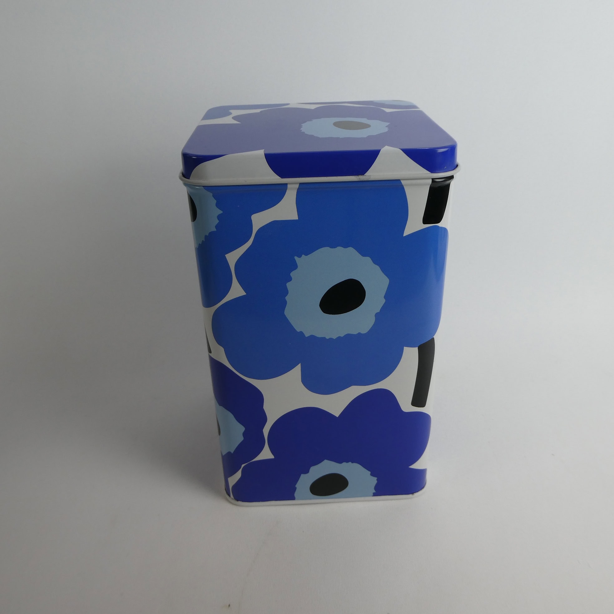 Marimekko Unikko peltipurkki sininen.