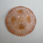 Riihimäen lasi Onerva malja 14 cm lohenpunainen.