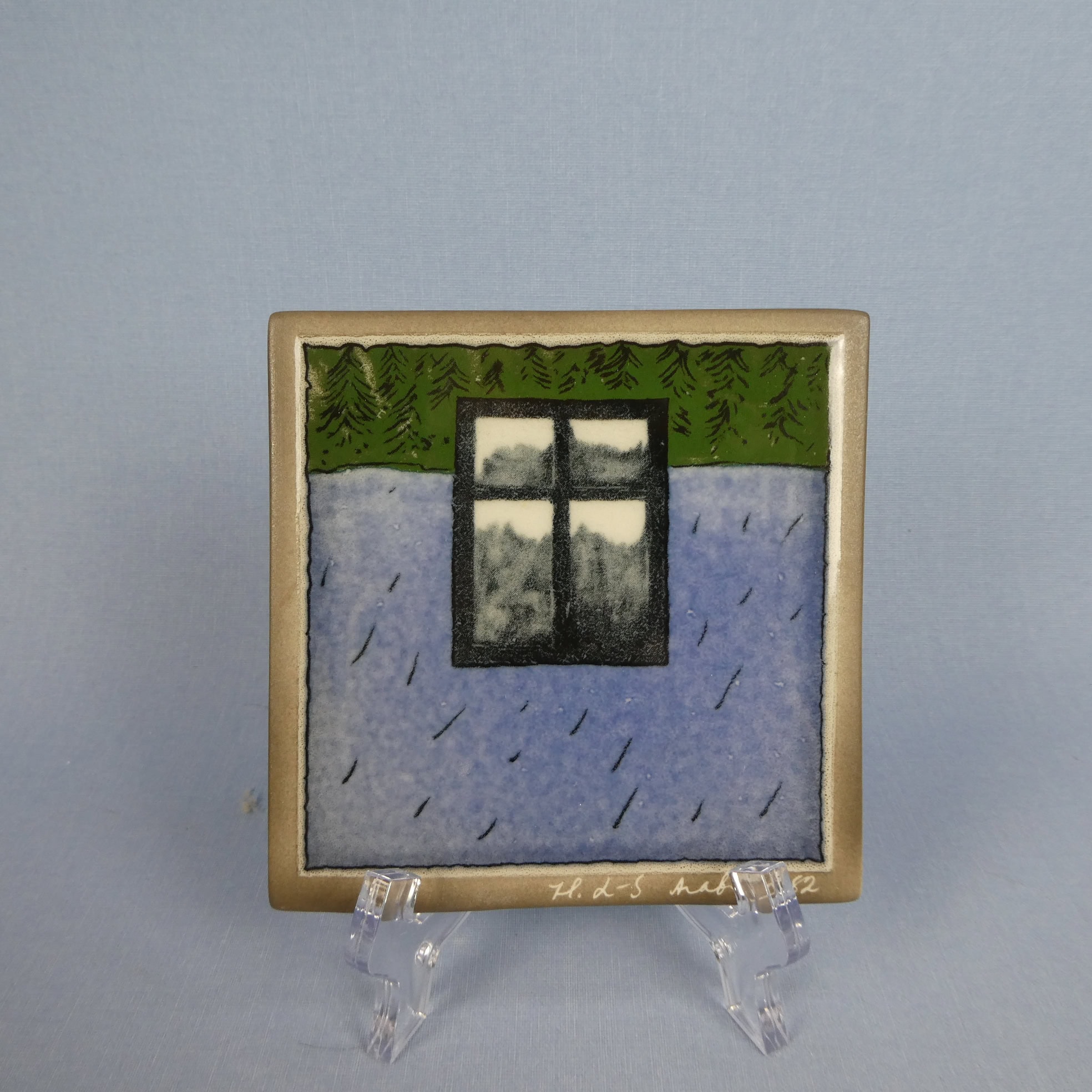 Arabia Ikkuna metsässä seinälaatta 12x12 cm Heljä Liukko- Sundström.