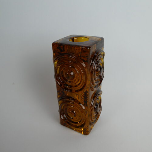 Riihimäen lasi Rengas kääntökynttilänjalka 120 mm amber.