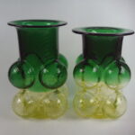 Riihimäen lasi Pajazzo maljakko keltavihreä.