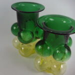 Riihimäen lasi Pajazzo maljakko keltavihreä.