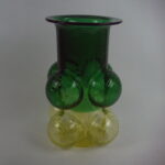 Riihimäen lasi Pajazzo maljakko keltavihreä.