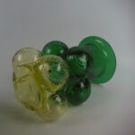 Riihimäen lasi Pajazzo maljakko keltavihreä.