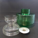 Riihimäen lasi Apollo kynttilälyhty 1961 vihreä.