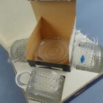 Nuutajärven lasi Kastehelmi kuppi + lautanen 4 kpl.