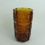 Riihimäen lasi Rengas maljakko amber.