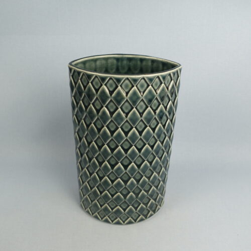 Arabia Harlekiini maljakko 21,5 cm siniharmaa.