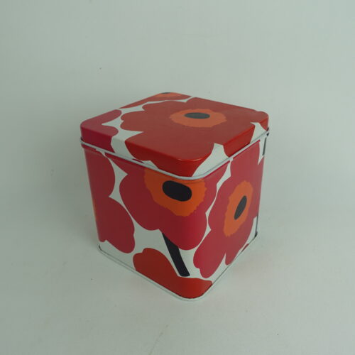 Marimekko Unikko peltipurkki punainen.